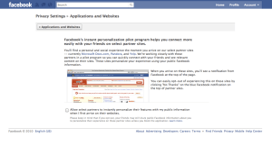 Facebook Personalization Settings