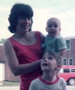Mom, my little brother, and me in 1974