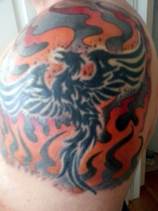 Added flames to the phoenix on my left arm.