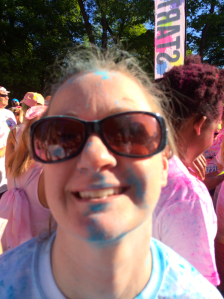 The Binary Princess waiting at the starting line of the Run or Dye 5k