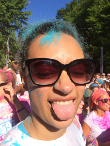 My silly daughter waiting at the starting line of the Run or Dye 5k