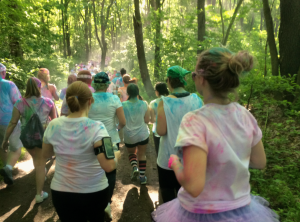 Running the Run or Dye 5k in Pittsburgh. The wife is pictured here.